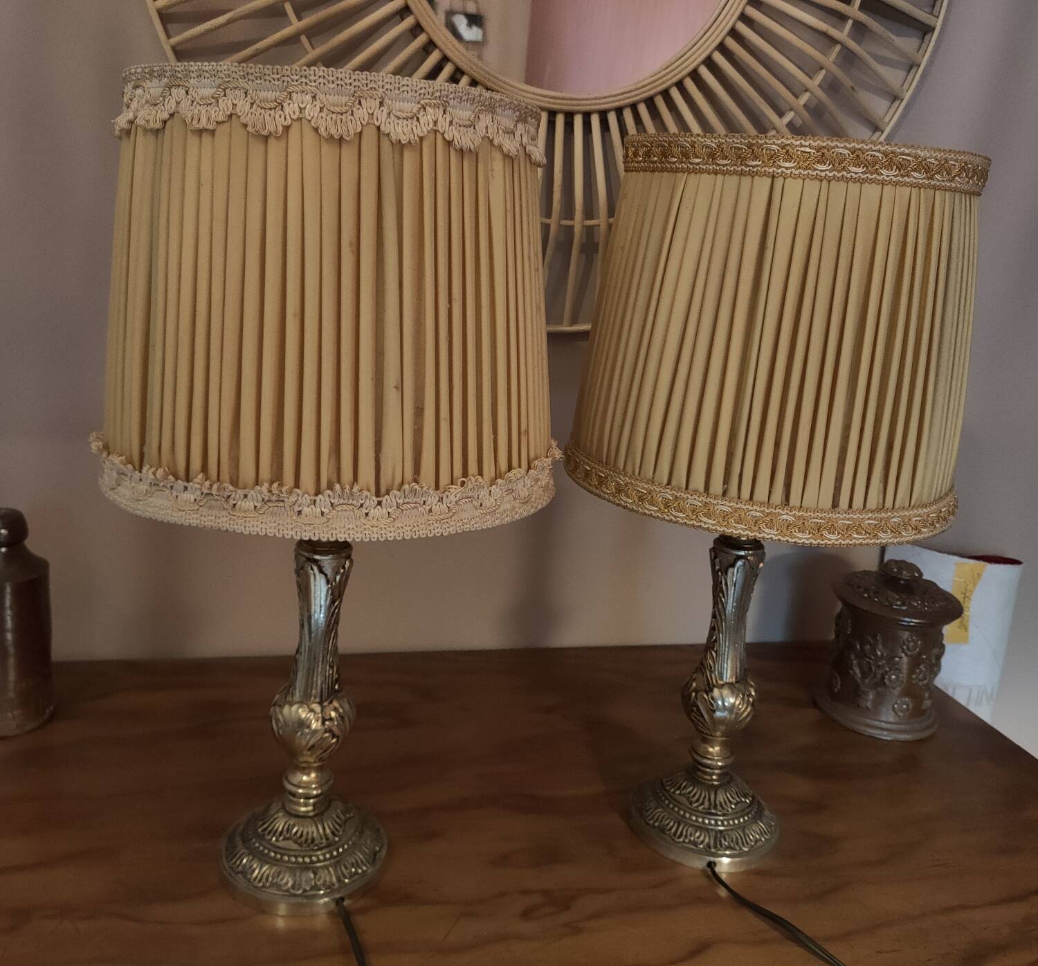 Pair of vintage brass bedside lamps