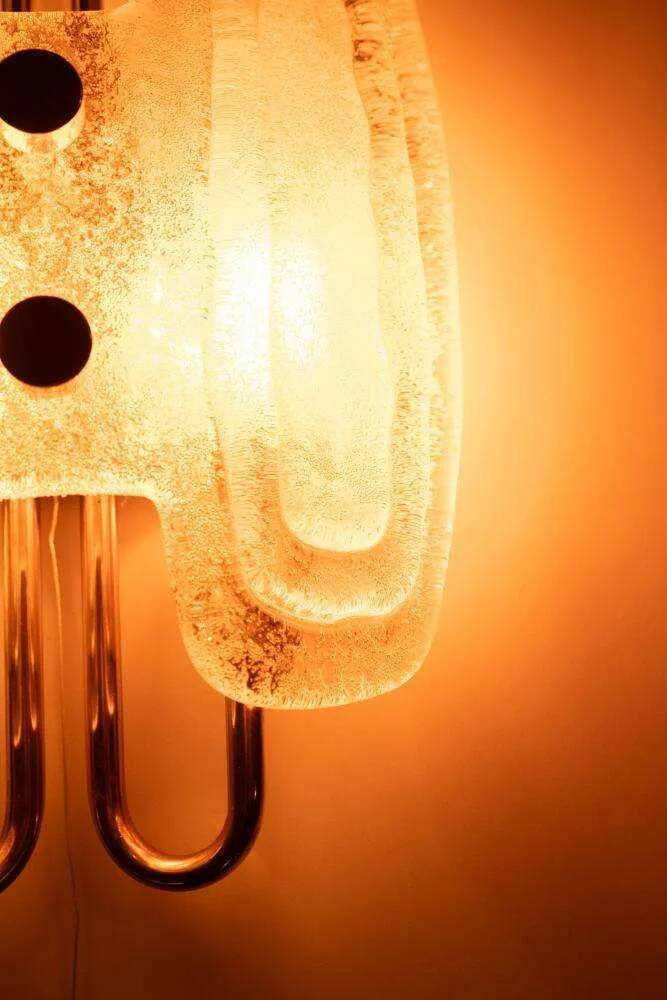 Space Age wall light in glass by Hillebrand, brass and glass.