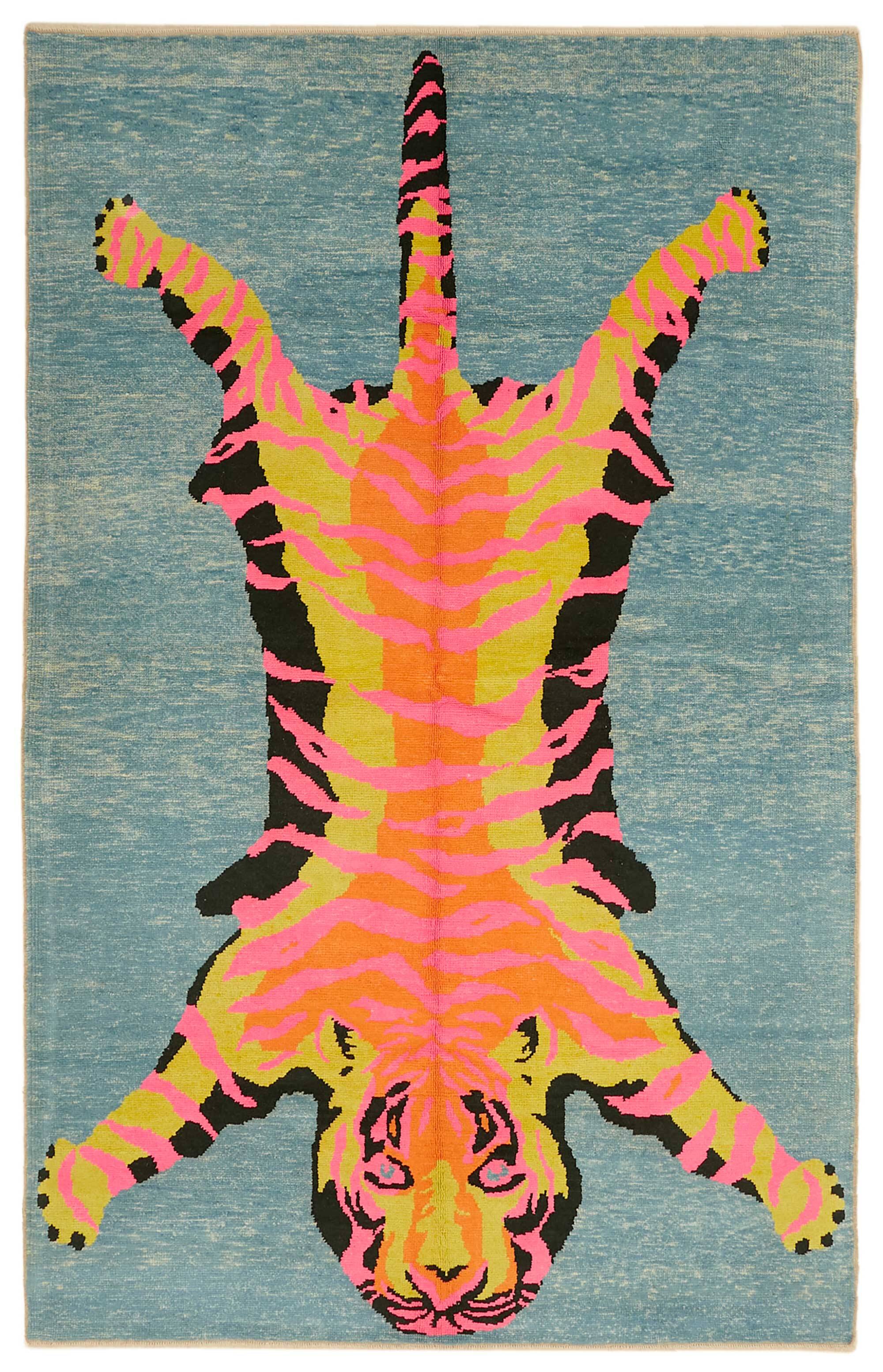 Tapis tigre turc en laine noué à la main 217 cm x 341 cm
