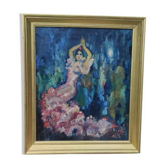 Oil painting flamenco dancer Vincente Cristellys