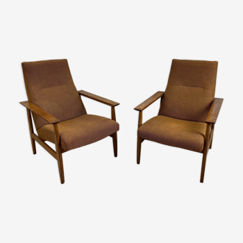 Pair of armchairs solid brown brown origin Eastern countries, years 70-80