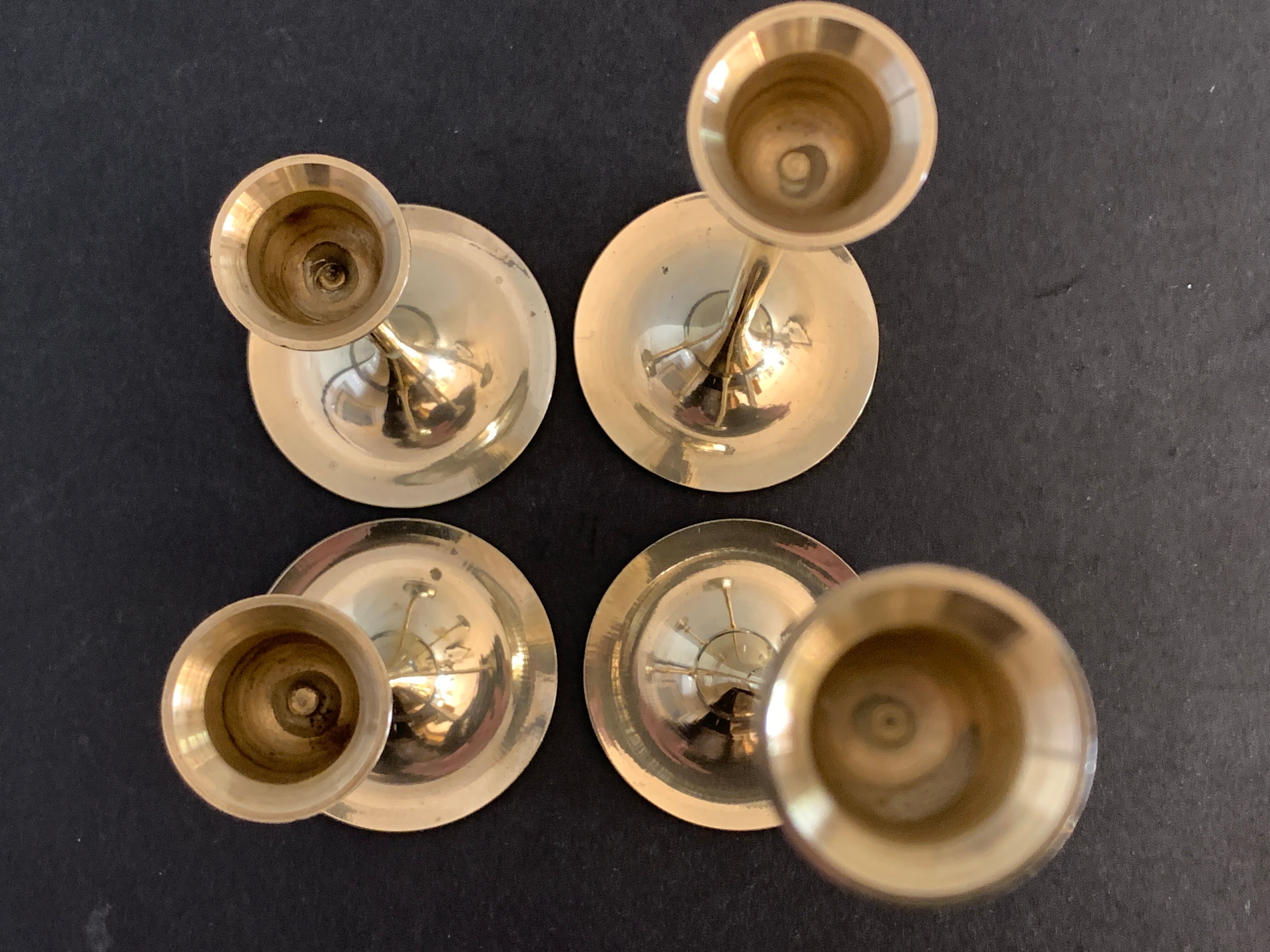 4 Scandinavian brass candle holders
