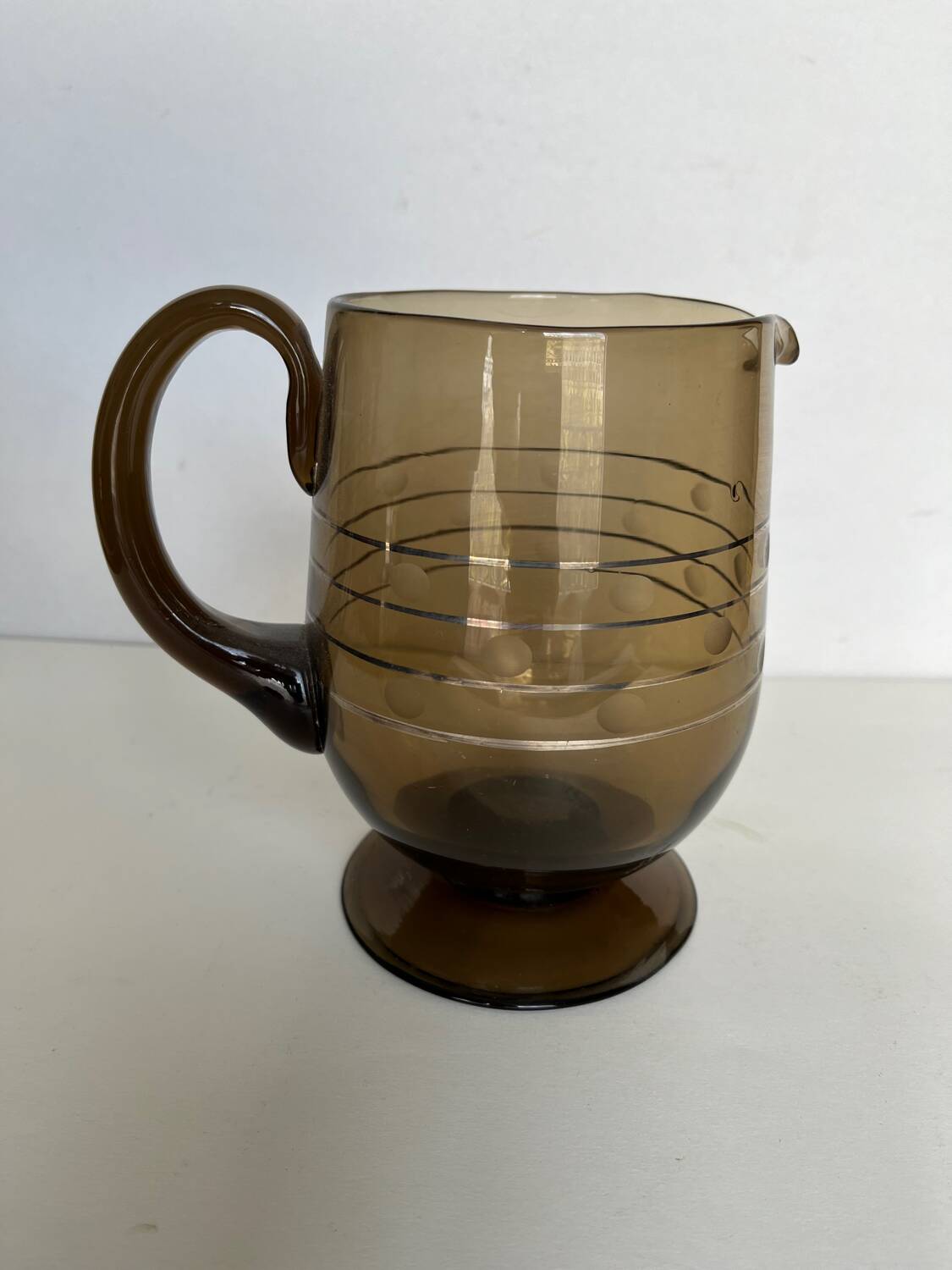 Art deco pitcher in smoked glass