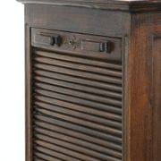 English antique archive cabinet with oak roll-up door from the 20th century