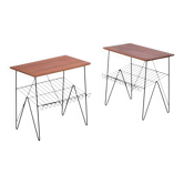 Tables d'appoint en teck avec porte-revues et cadres en métal, Danemark, années 1960, ensemble de 2
