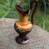 Carafe with handle, jug, vase in Vallauris style enamelled ceramic