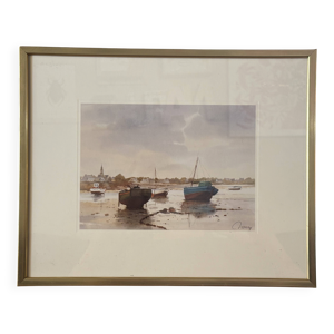 Estampe marine signée - esprit