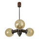 Lampe suspendue vintage en bois Spoutnik / Lampe suspendue rustique du milieu du siècle des années 1970
