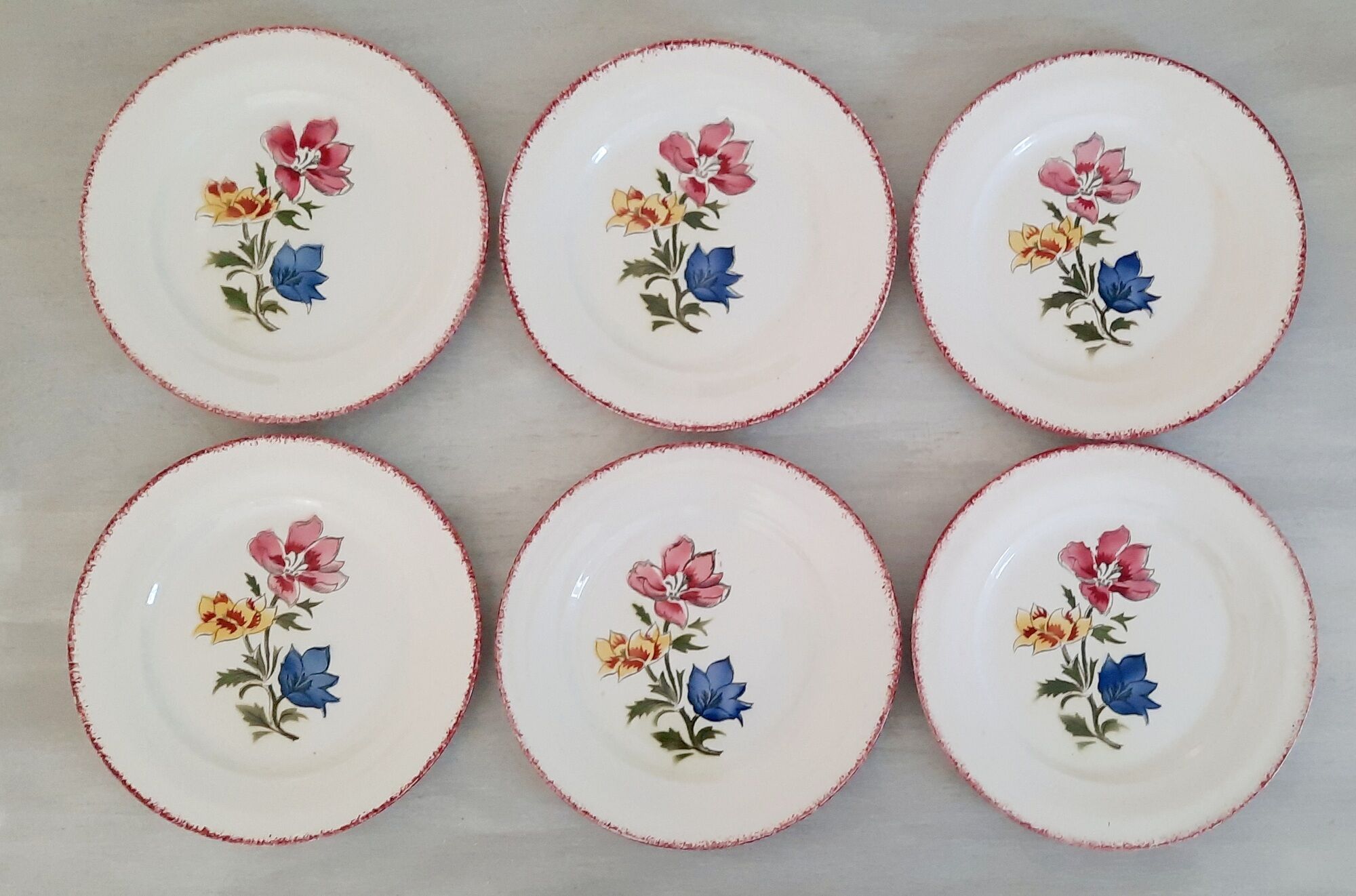 Flat faience plates from Saint-Amand Ceranord vintage maïté model