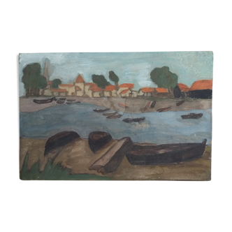 Painting seaside landscape
