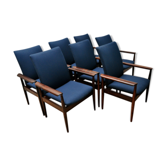 Set of 7 Finn Juhl diplomat chairs for France and Søn, 1960s