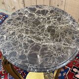 Gilded wooden stool with marble top - made in the 70s