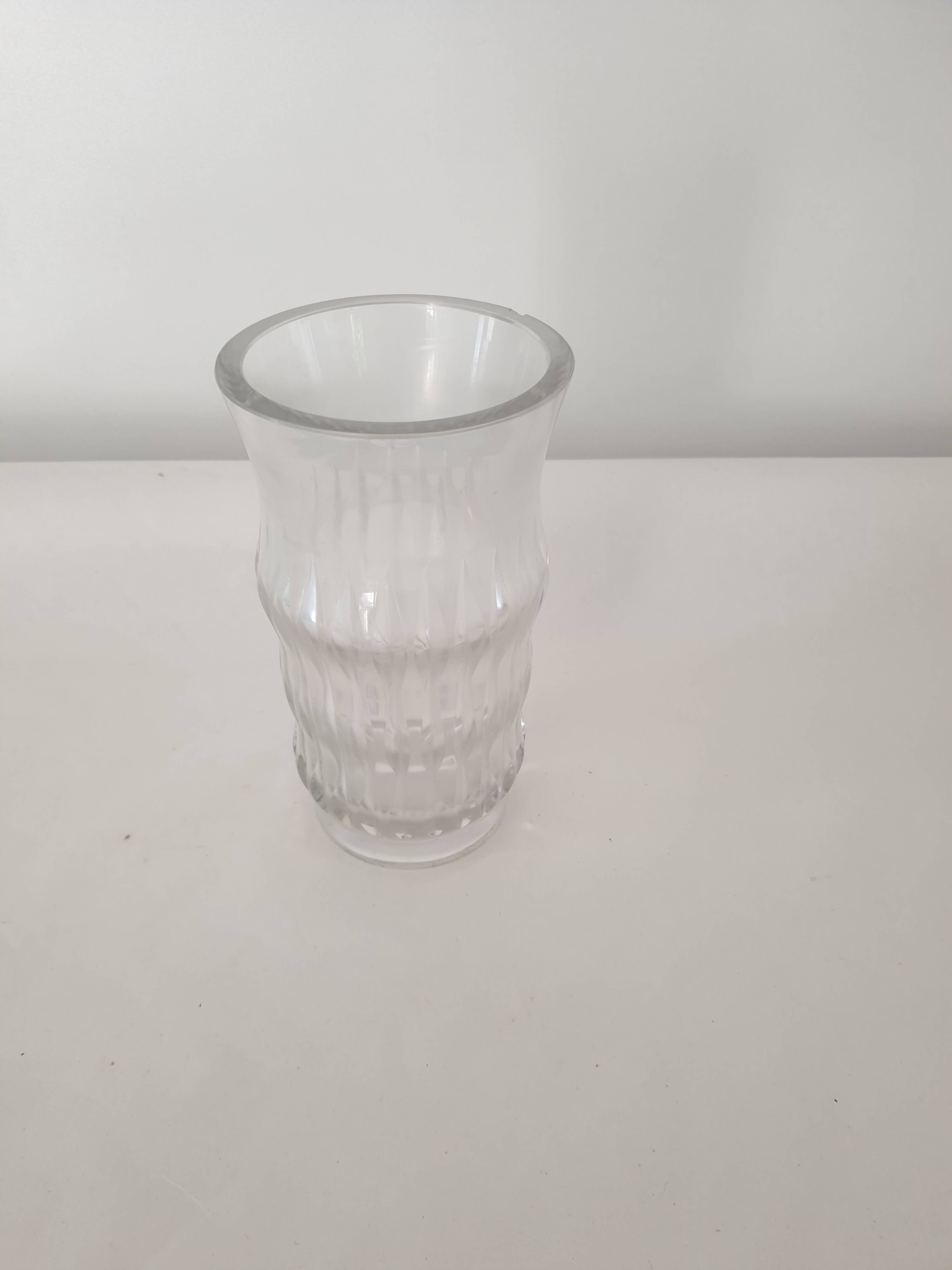 Old Art Deco Style Vase in Crystal Glass Signed Daum Cross of Lorraine and France