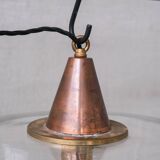 Clear Glass Mid-Century Copper Conical Pendant Light