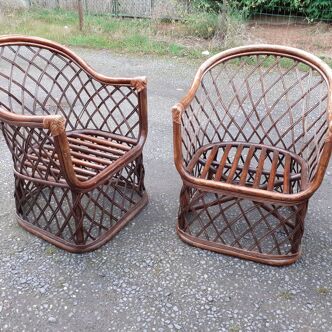 Pair of rattan armchairs