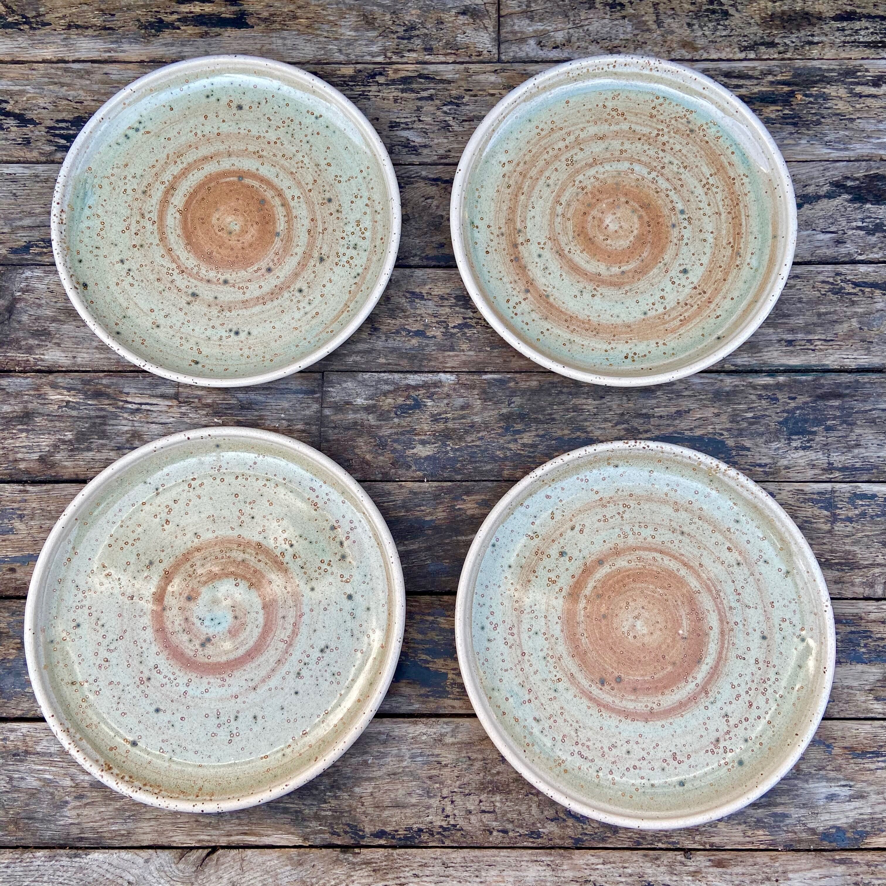 Set of 4 stoneware plates-Manufacture Pornic MBFA-Décor MIA