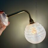 Vintage angled globe wall light in pink Clichy glass