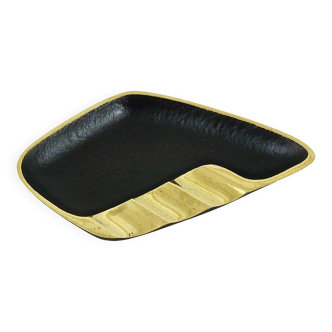 Asymmetrical modernist ashtray by Walter Bosse in black brass by Herta Baller, 1950s.