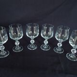 Bohemian crystal water glasses, foot with faceted ball