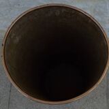 Art deco umbrella stand in boiled cardboard with copper and imitation leather strapping