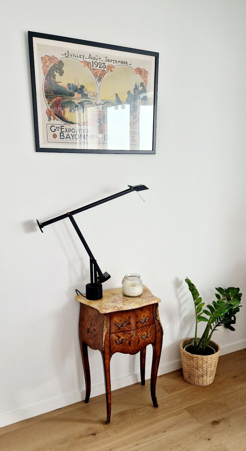 Chest of drawers marquetry Louis XVI style signed Marquant