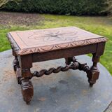 Low Stool Footrest Antique Wood Oak Louis XIII