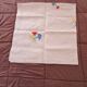 Vintage square linen tablecloth hand-embroidered with floral patterns — 1950s/60s