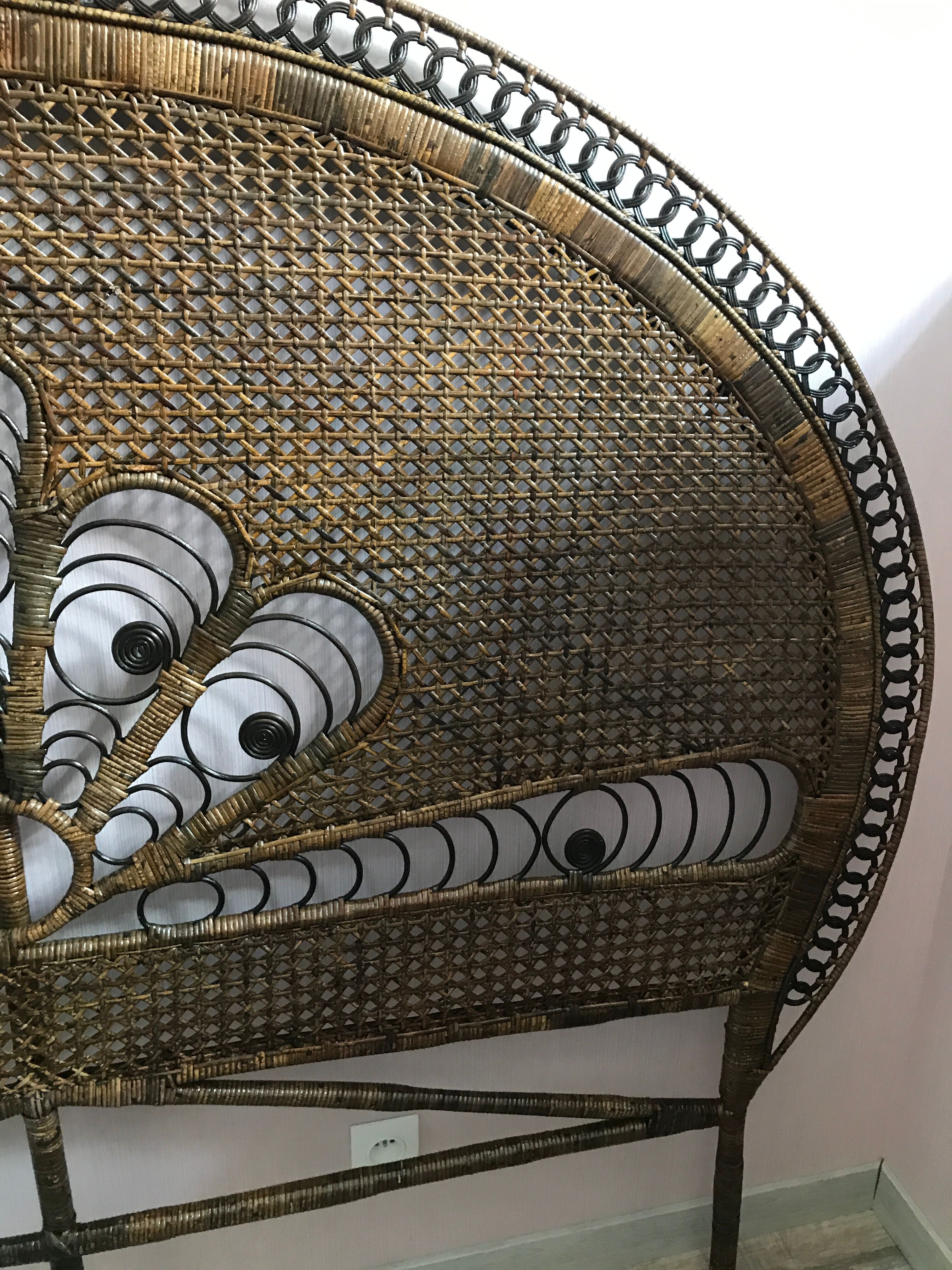 Peacock rattan bedhead