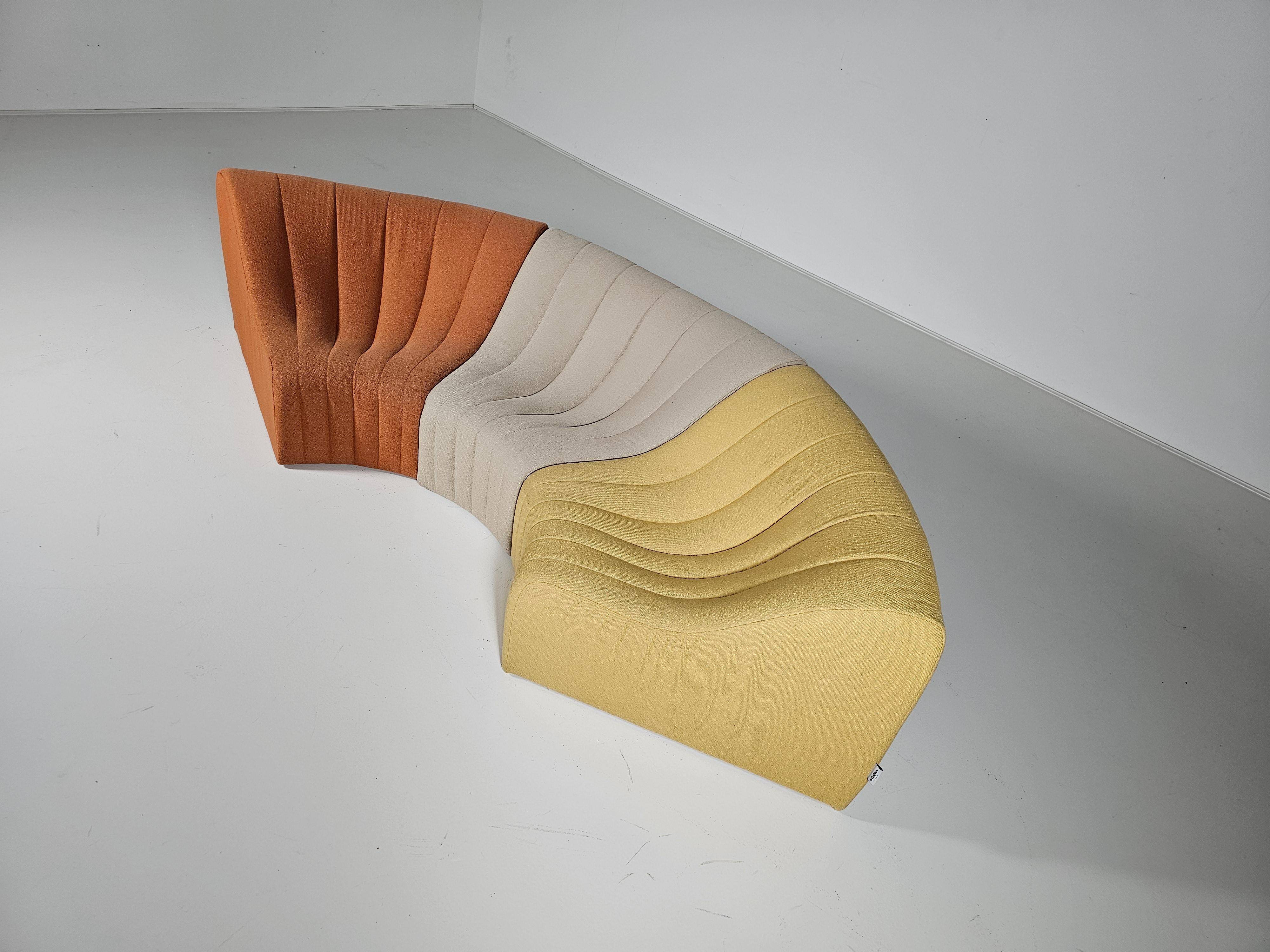 Kwok Hoi Chan "Chromatic" modular sofa in orange, yellow and cream.