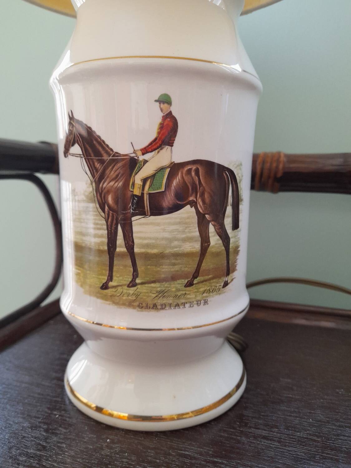 Ceramic horse riding lamp