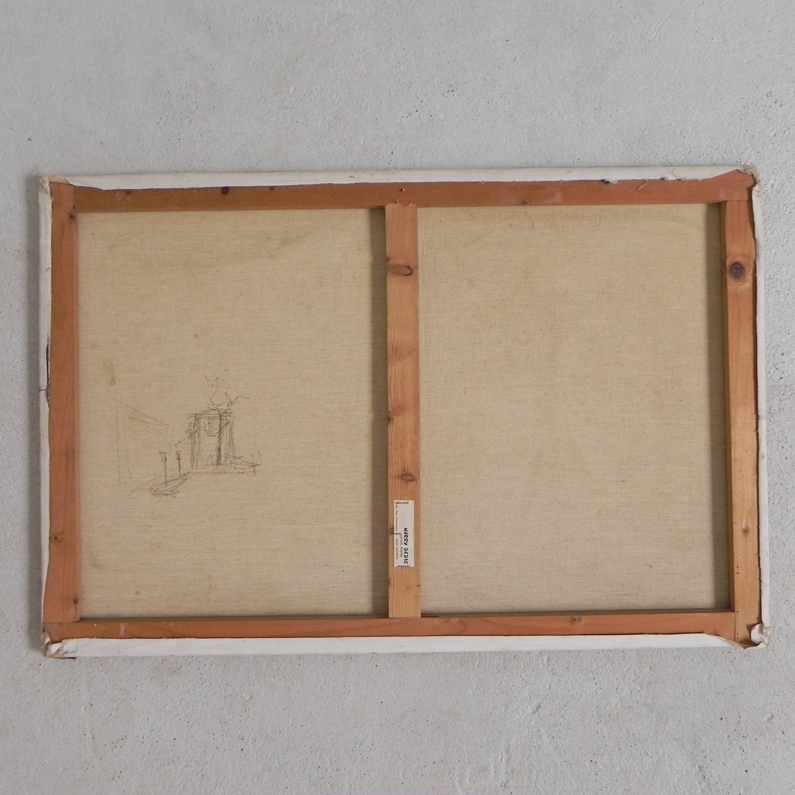 Painting of a cityscape with a harbour, Harry Dedic, 1960s