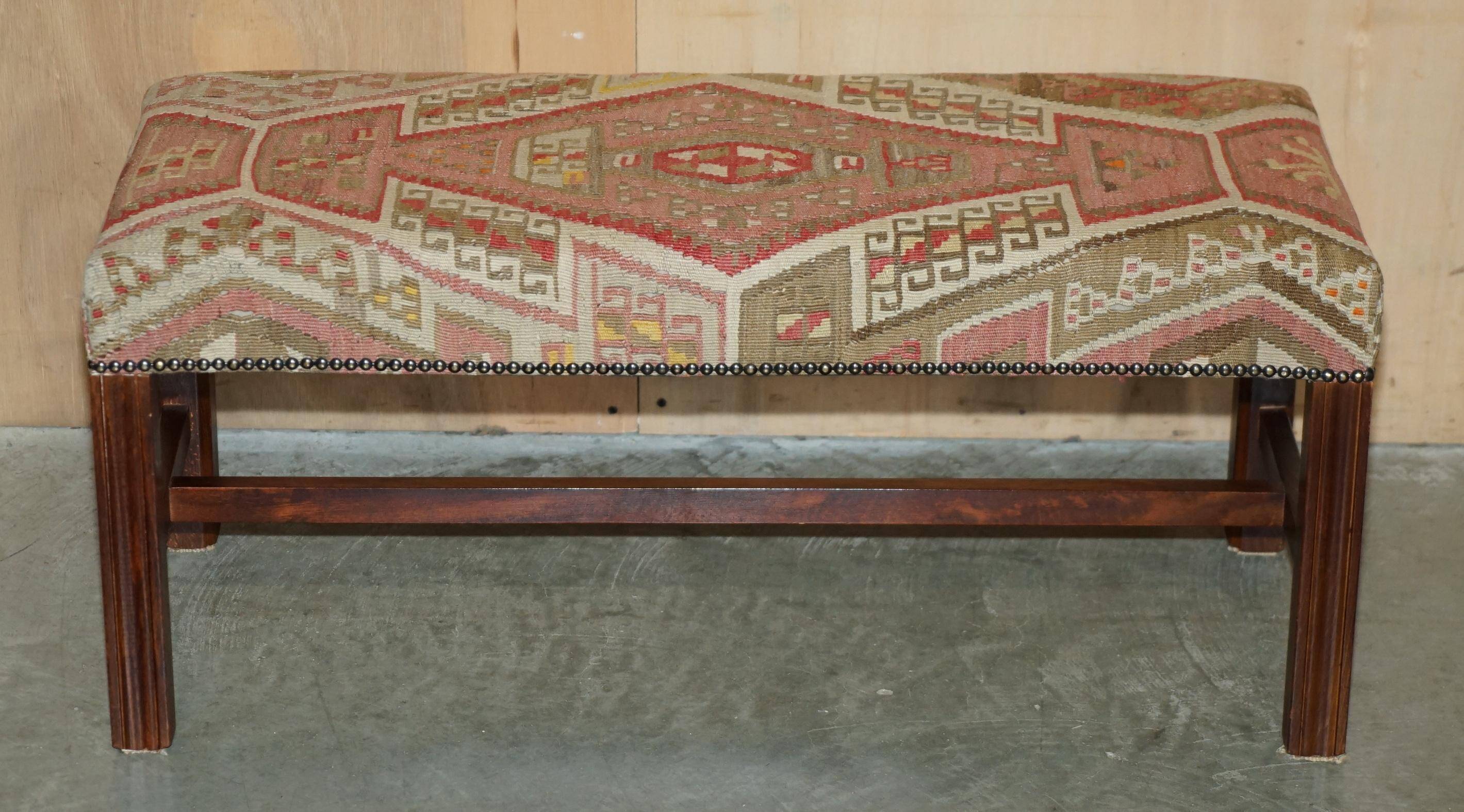 Padded footrest bench in Victorian Kilim style by George Smith