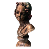 Sculpture, bust of a young woman / bacchante - 45 cm - Bronze