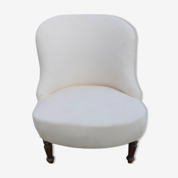 Small armchair toad white fabric