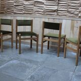 Vintage pine & velvet chairs