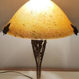 Magnificent art nouveau lamp designed for naudy and blown glass 1960