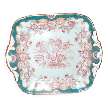 Plat carré en porcelaine Sarreguemines modèle Minton 215, décor japonisant