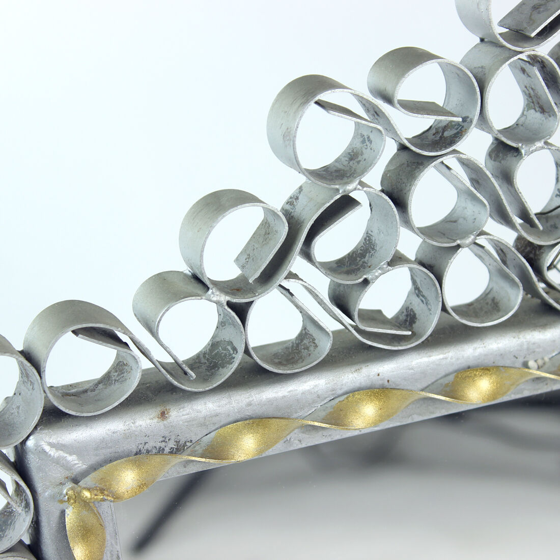 Vintage Mirror In Handmade Metal Frame, Czechoslovakia 1950s