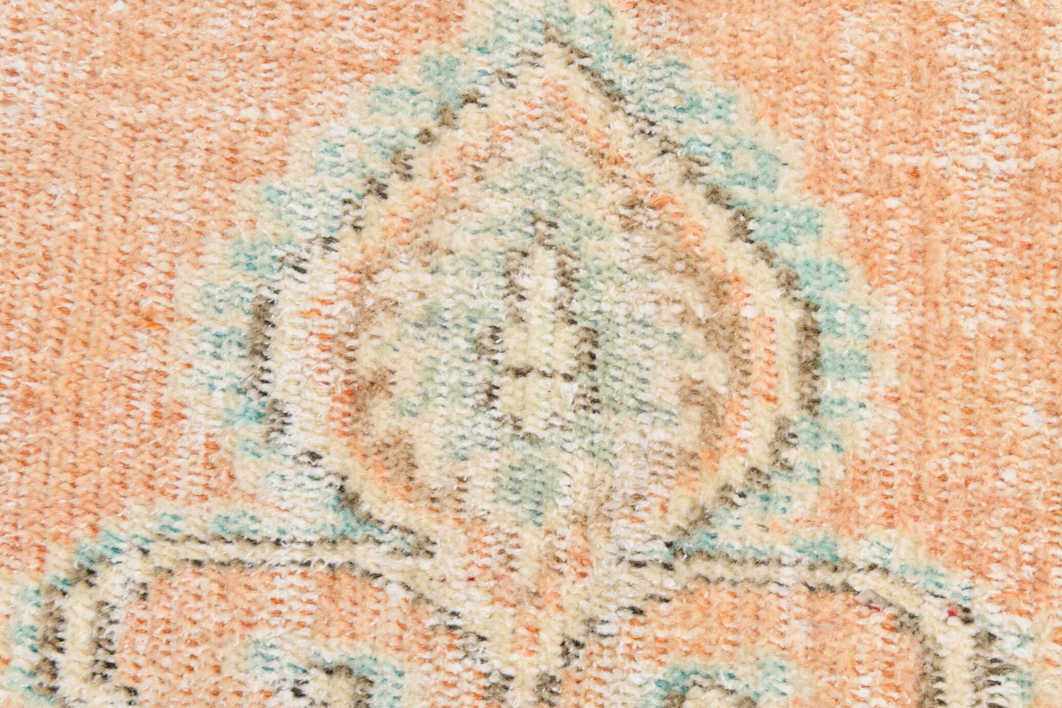 6x9 Peach Orange Antique Vintage Rug 175x293Cm SK 21471