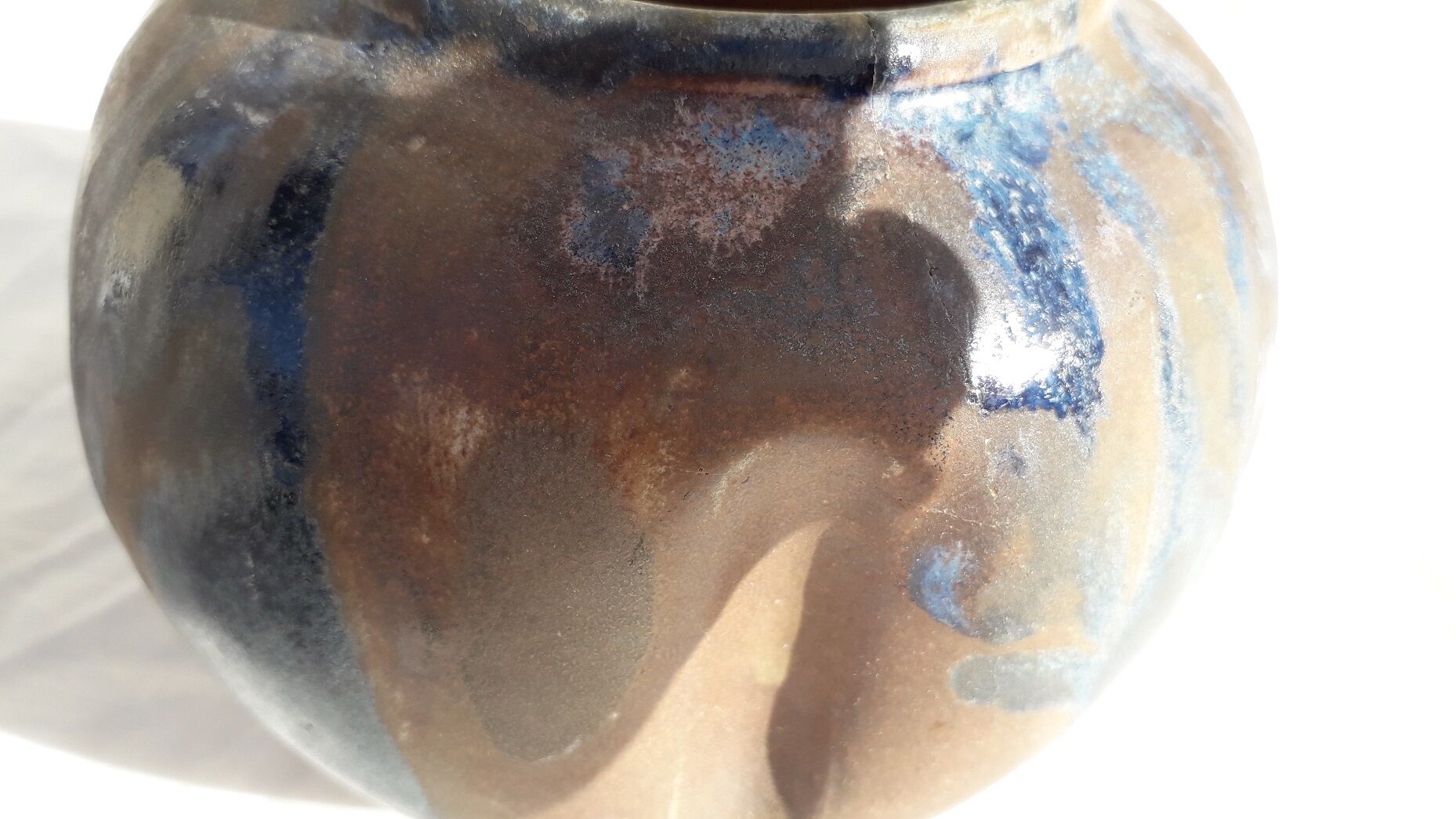 Signed stoneware ball vase