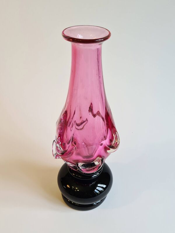 Soliflore en verre soufflé bicolore rose & noir