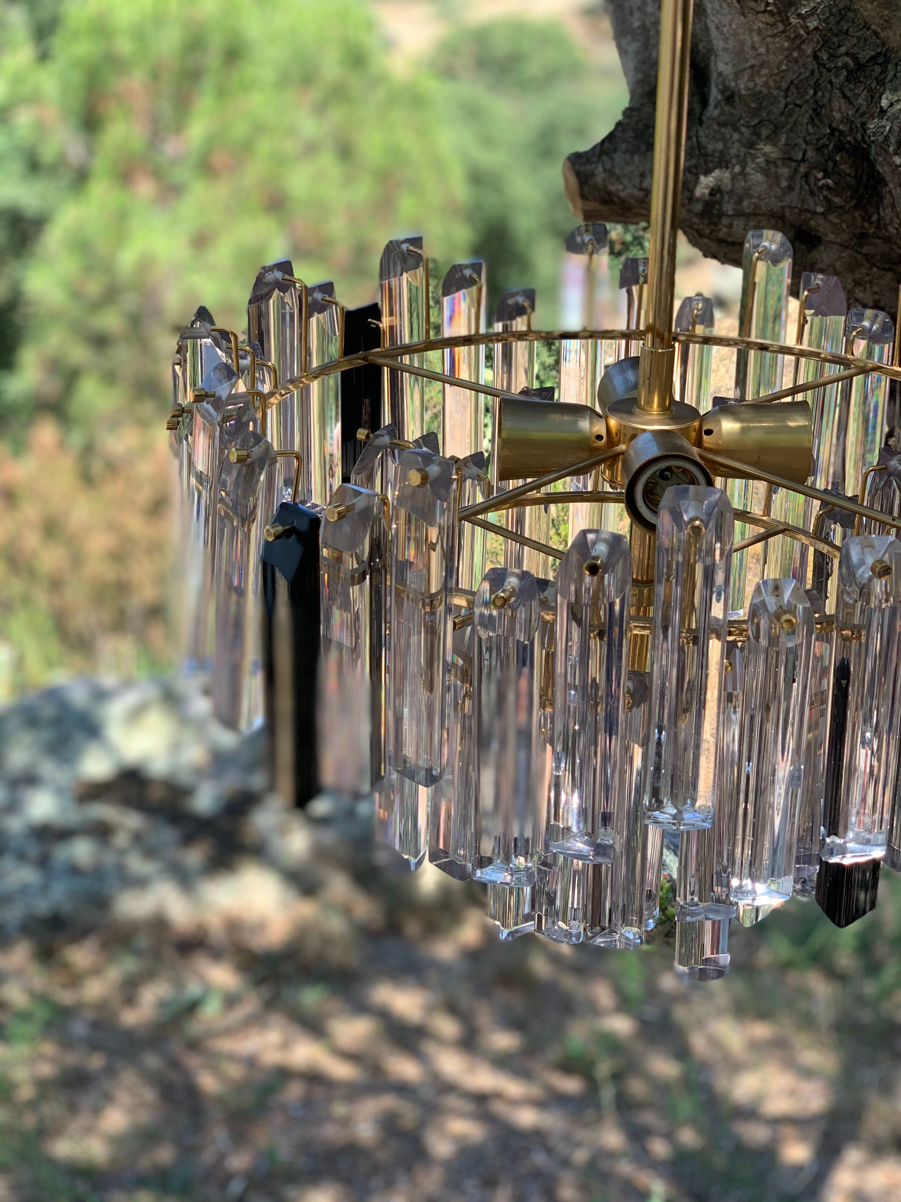 Venini trihedron chandelier in Murano glass