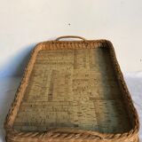 Serving tray, cork and woven wicker