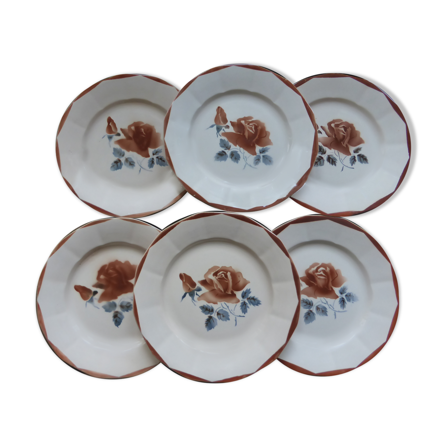 6 flat plates of Digoin Sarreguemines