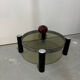 Table basse ronde design italien en chrome et verre fumé vintage