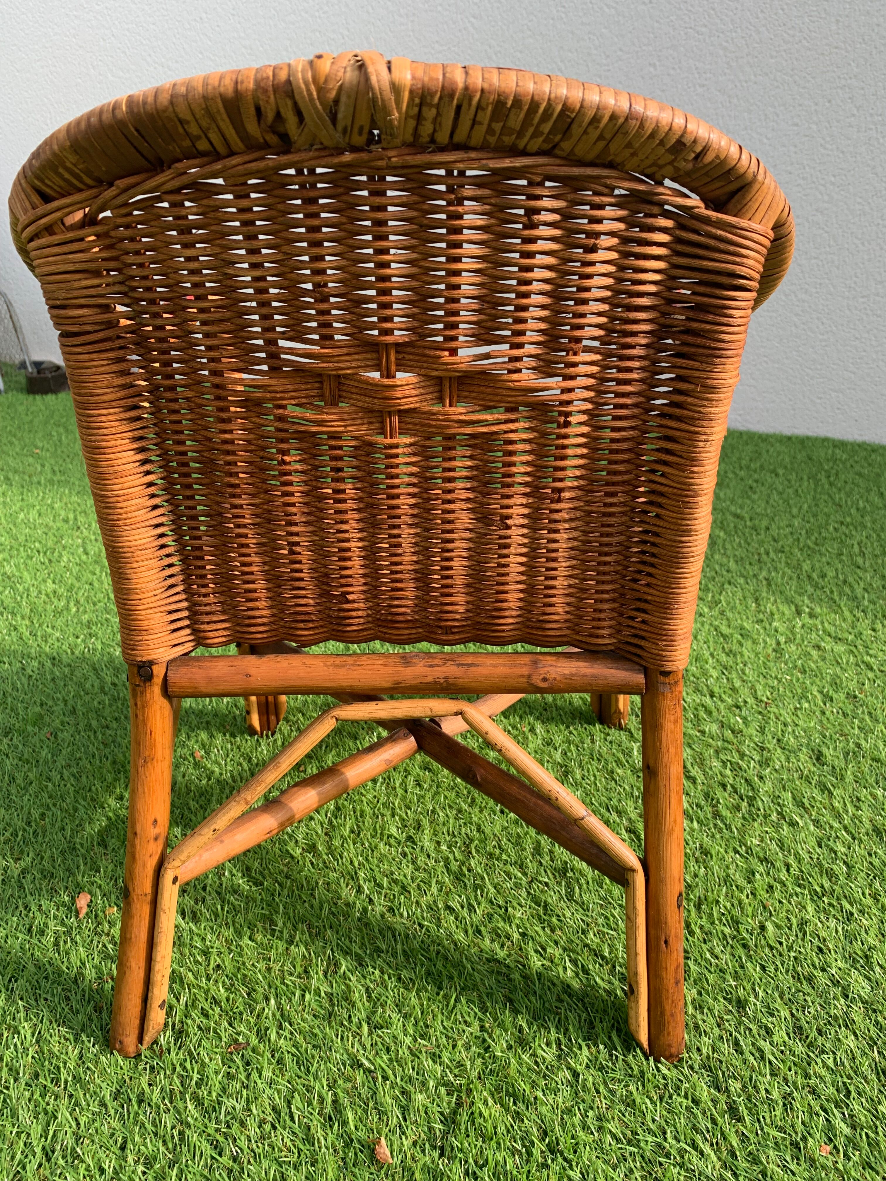 Vintage wicker and rattan armchair