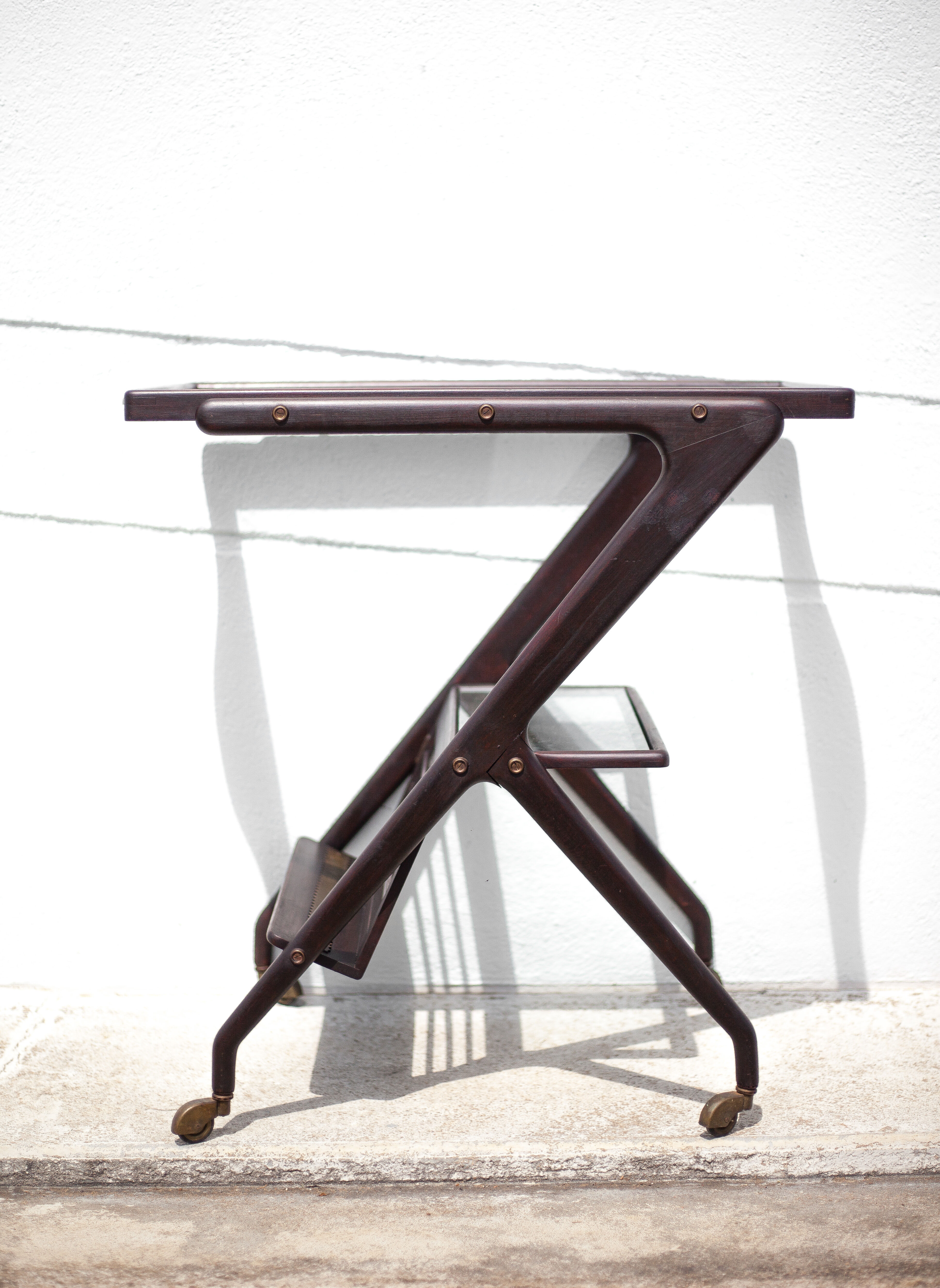 Serving rolling trolley, wood service, 50's