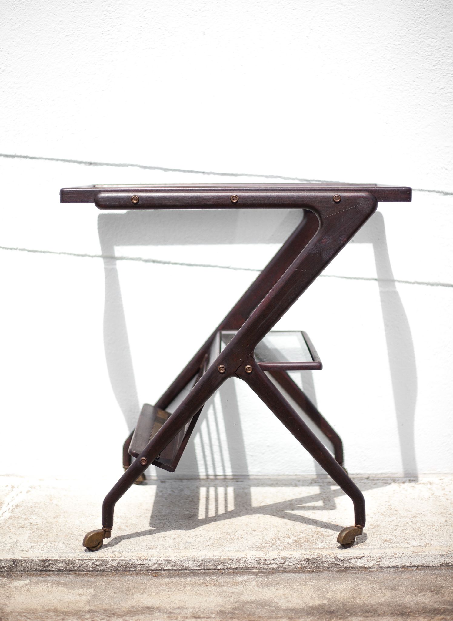 Serving rolling trolley, wood service, 50's