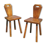 Pair of brutalist chair wood vintage