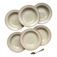 6 Deep plates in speckled beige stoneware, Tulowice style, Poland 1970